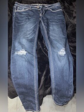 Hydraulic Women's Skinny Distressed Dark Blue Jeans